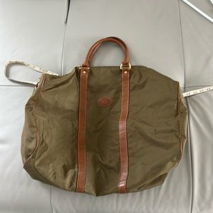 Longchamp Vintage green and brown Leather duffle Bag